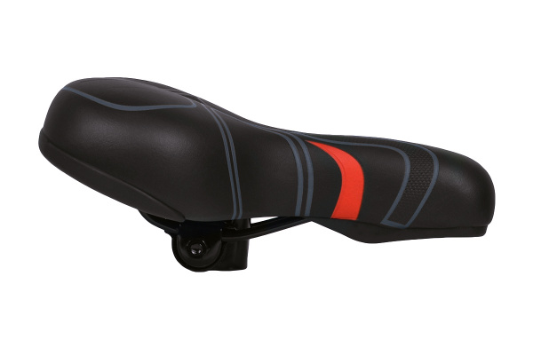 Седло HBAZ-3232 MTB 270*170mm, комфорт,эластомер,520гр.черное-серебристое-красное
